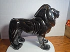 Vtg Haeger Lion Art Pottery Black Metallic Royal Nature Deco Figurine Statue