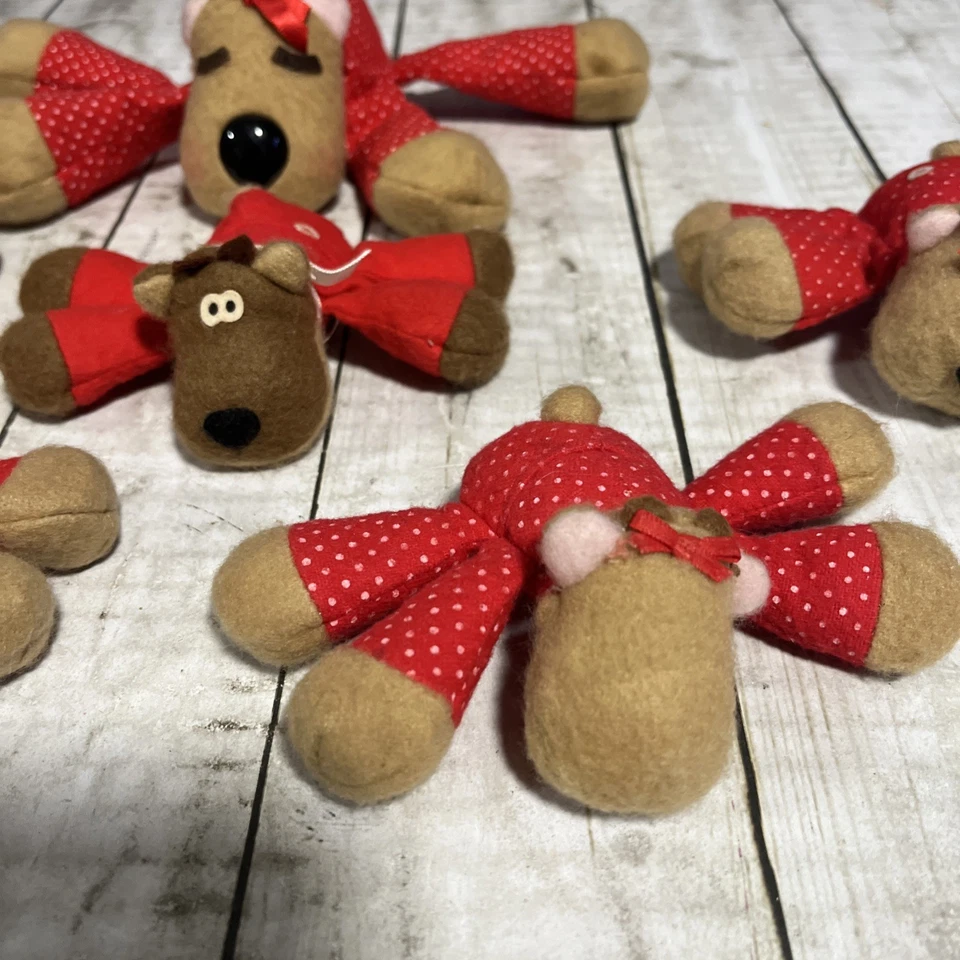 Vtg Set Of 6 Hallmark Reindeer Plush Randy & Ramona - Image 4 of 4