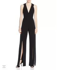 Halston Heritage Sleeveless Halter Jumpsuit With Strappy Back Black