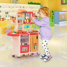 Large Pretend Play Kitchen Set Kids Cooking Playset with Realistic Lights; Vivi
