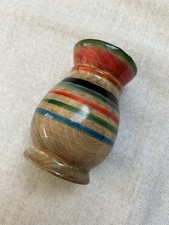 Turned Wood Colorful Stripes Small Vase / Accent Piece MCM 