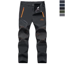 Men's Mountain Hiking Waterproof Pants Thermal Fleece Lined Winter Cargo Pants