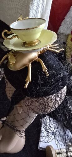 Gold bugs fascinator Handmade By Sarnia Real Diamonds Skull Tea Cup Rare Find - Picture 7 of 10