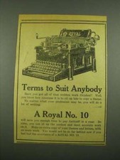 1915 Royal No. 10 Typewriter Ad - Terms to Suit Anybody thumbnail