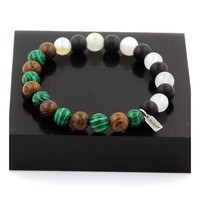 Steine Und MinéRaux. Armband Perlen Stein Mond + Schwarz Onyx Matt + Malachit