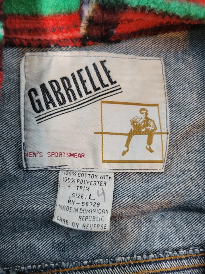 Chaqueta vaquera con capucha Gabrielle vintage años 90 con mangas de lana de franela para hombre L Foto 4 de 4