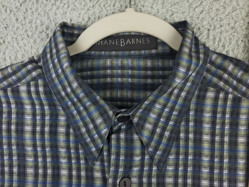 Camisa Jhane Barnes Algodón Manga Larga Gris Ombre Multi Cuadros Para Hombre Talla Mediana Foto 4 de 4