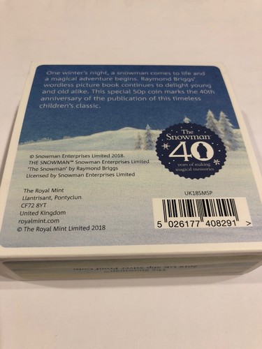 2018 Snowman 50p Coloured Silver Proof 50 pence Sold Out In 14 Hours!!!! - Picture 7 of 9