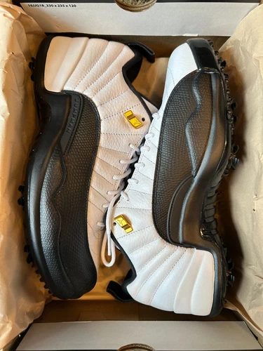 NEW Nike Air Jordan 12 Taxi Low Golf White Black Metallic Gold DH4120 Men's 10.0