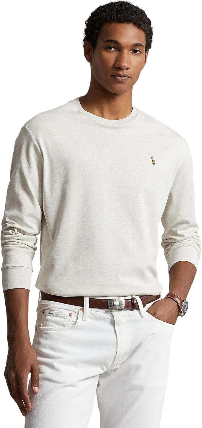 Футболка Polo Ralph Lauren из мягкого хлопка с длинным рукавом серый HTR XXL 9590₽