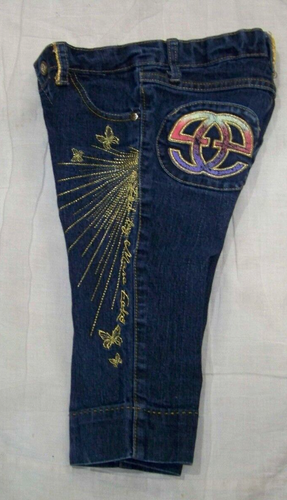 Red by Marc Ecko Crop Jeans - Girls Size 5 - Metallic Gold Trim Print - Picture 6 of 8