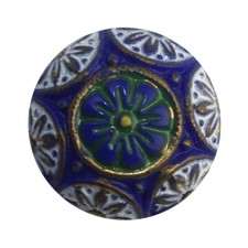 Vintage Blue Mosaic Glass Cabochons with Green White 18mm cab756M