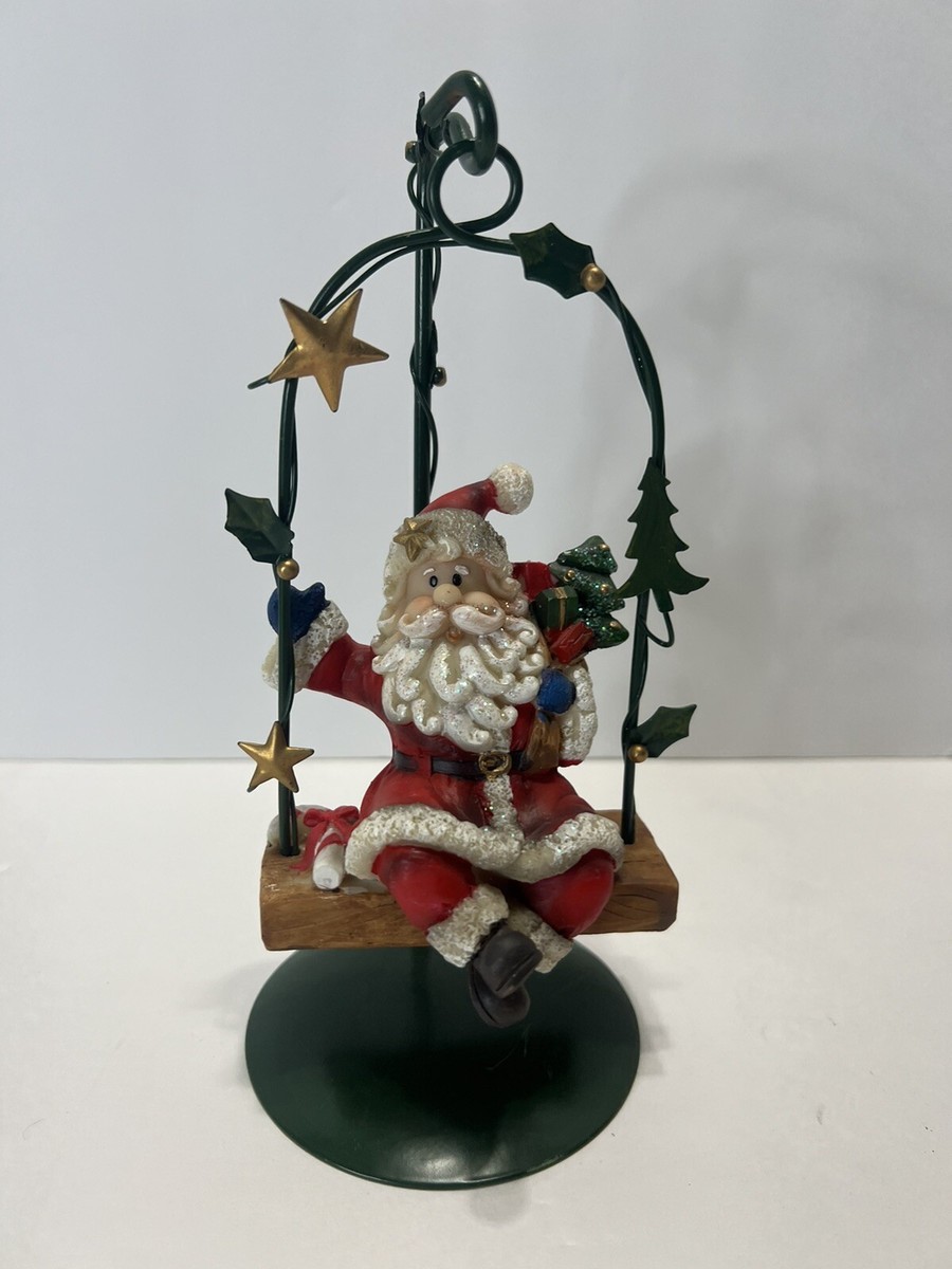 スイング　サンタクロース Santa on Swing Holiday Christmas Decoration Swinging Resin