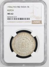 1926 VS1982 India Kutch 5 Kori – Silver Coin - NGC MS62