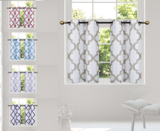2PC HALF WINDOW LINED CURTAIN PANEL GEOMETRIC PRINTED 30" W X 36" L each 