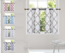  2PC HALF WINDOW LINED CURTAIN PANEL GEOMETRIC PRINTED 30" W X 36" L (each)  