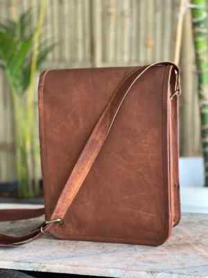 Men's Vintage Suprema Stich Leather Messenger Laptop Satchel Shoulder Bag