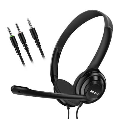 Mpow schwarz kabelgebundenes USB-Headset leichtes Design mit integrierter Soundkarte