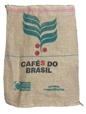 Vintage! Cafe's Do Brasil Burlap Coffee Bean Bag Sack Jute 39”X27”