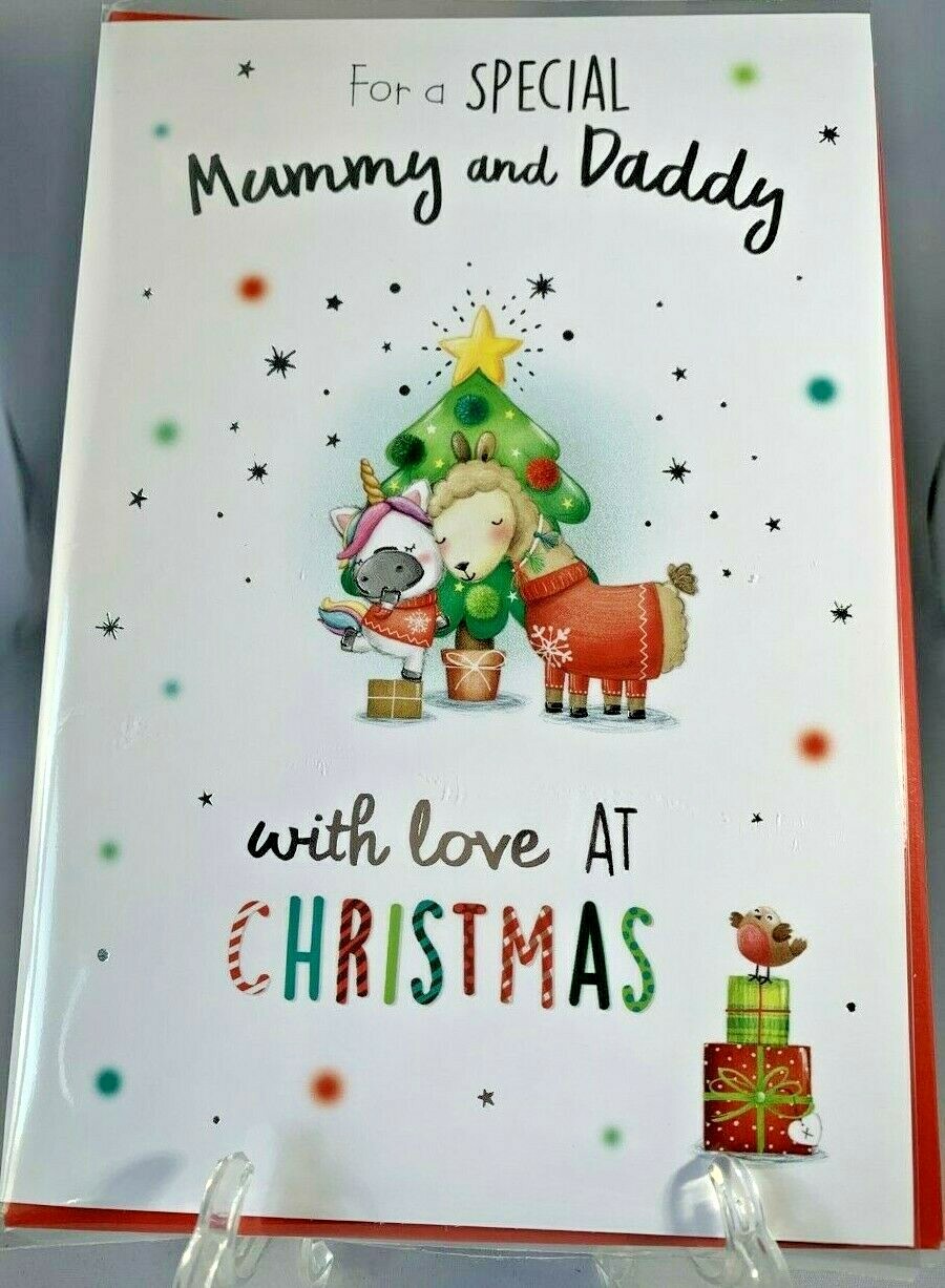 Christmas Card Mummy & Daddy Foil Finish Xmas