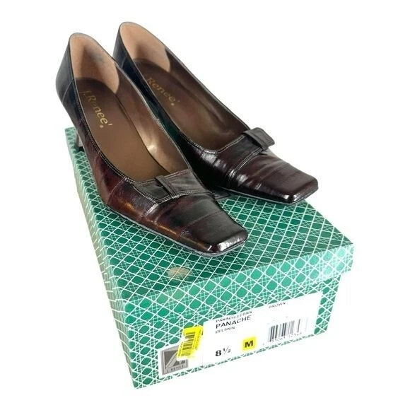 Zapatos de salón para mujer J Renee 8,5 Panache marrón piel de anguila Y2K con clase madura oficina carrera Foto 4 de 4