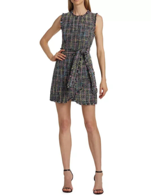 knee length dresses for ladies Sleeveless Tweed Low V-Neck Plaid Overall Mini Dress in Green –  Tommyrot.shop main image 1