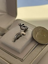 Vintage Coiled Textured Snake Ring Sterling Silver Size 7 Adjustable