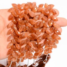 Natural Sunstone Gemstone Teardrop Shape Faceted Beads 10X6 mm Strand 18-22 Pcs