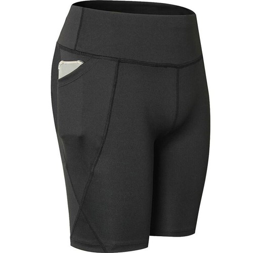 Women Elastic Sports Pocket Shorts Athletic Yoga Fitness Training Cycling Shorts - Picture 13 of 19
