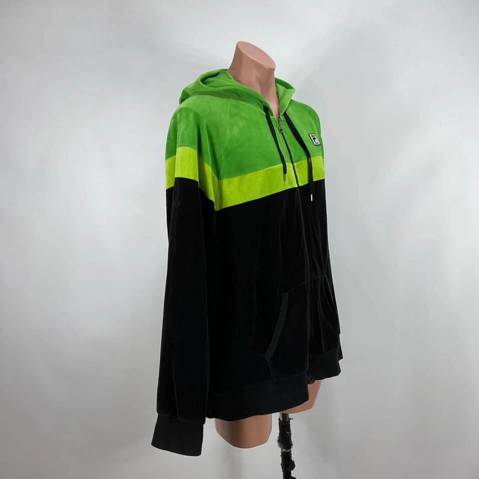 Chaqueta Fila Verde Negro Terciopelo Cremallera Para Hombres XXL Exterior Sudadera con Capucha Traje de Pista Top Foto 4 de 4