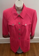Vintage Bazar De Christian Lacroix Wool Blazer Jacket Size 40 Hot Pink Lined