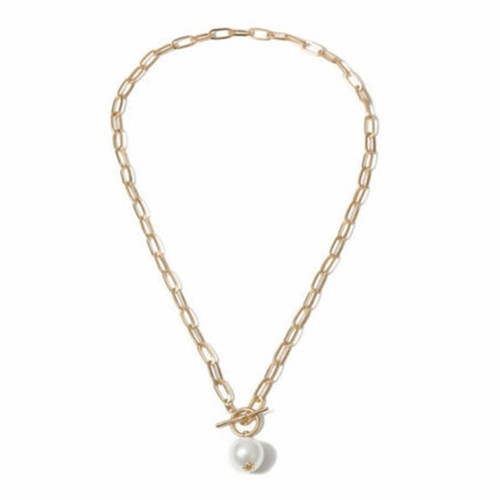 Baroque Pearl Pendant Gold Chain Necklace - Picture 4 of 5