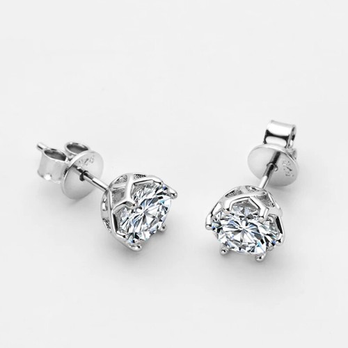 0.5/1/2CT Moissanite Stud Earrings 925 Sterling Silver 14K White Gold Plated GRA - Picture 5 of 15