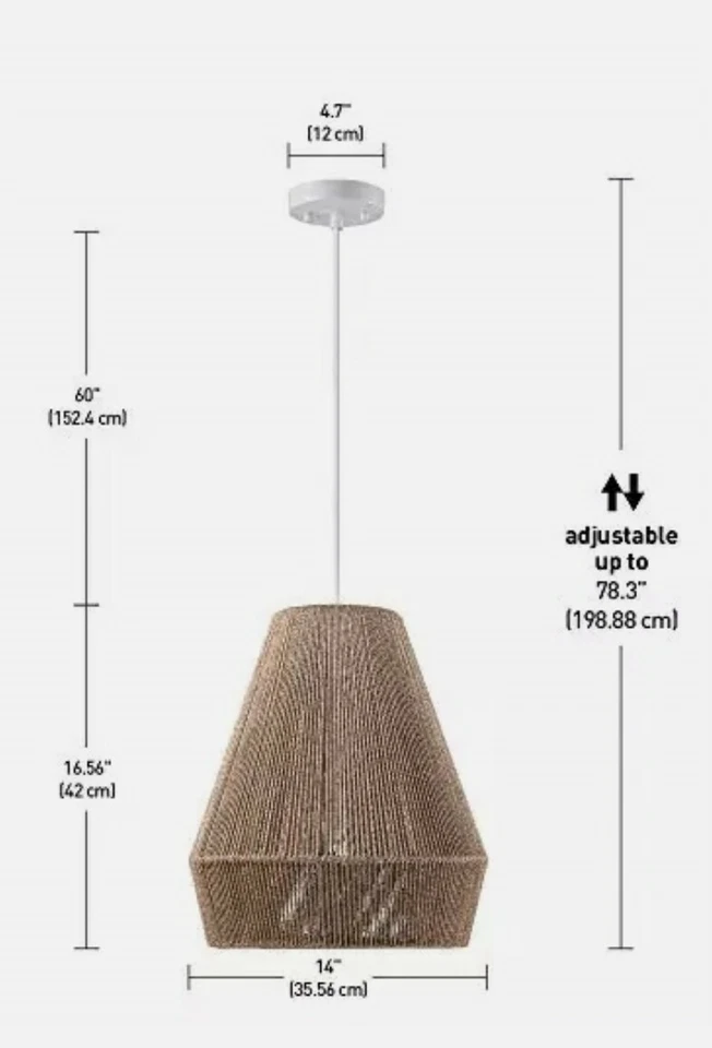 Pendant Light Globe Electric 60332 Grant 1 Twine, Matte, White Fabric Cord S11 - Image 3 of 3