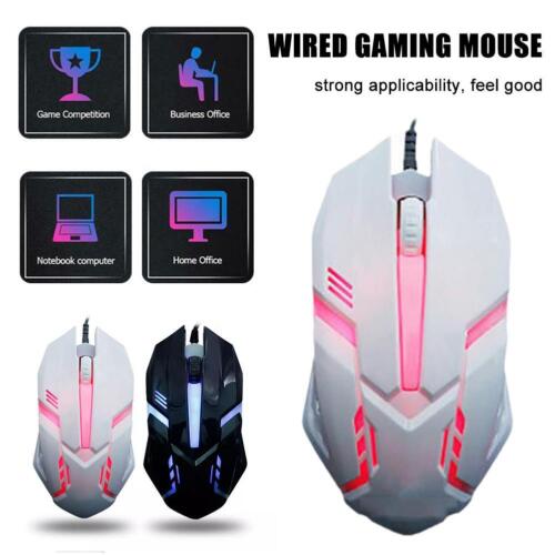 Wired Gaming Mouse Led Laptop Pc Computer Optical Mice Mouse Computer K4J5 - Picture 1 of 14