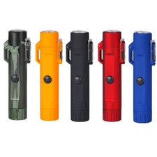 Dual Arc Plasma Electric Flameless USB Waterproof Lighter LED Flashlight Compass