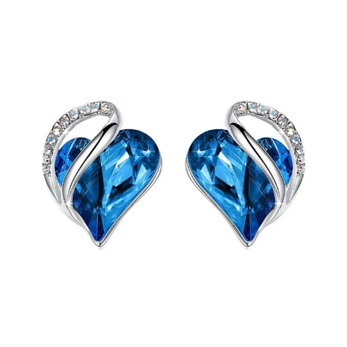 White Gold Filled Heart Sapphire Zirconia Earring-Sapphire Heart Earring-Gift - Picture 5 of 6
