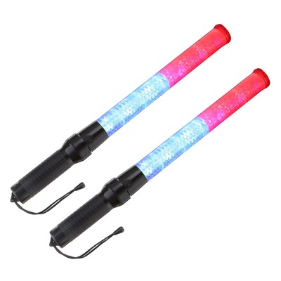 21inch Traffic Wands, 2Pcs 2 Flashing Modes LED Traffic Warning Light, Red Blue