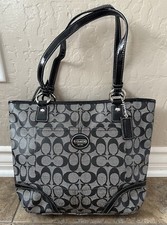 Coach Peyton Black /Gray Tote Carryall Shoulder Bag