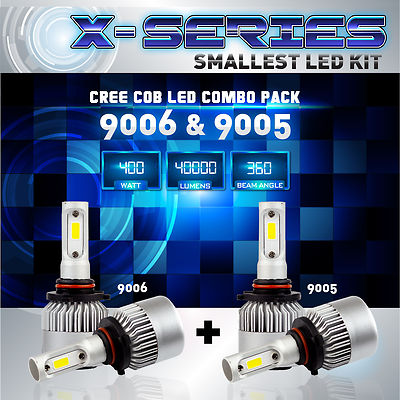 9006 9005 4PCS LED Total 400W 40000LM CREE Headlight High 6000K White Kit Bulbs
