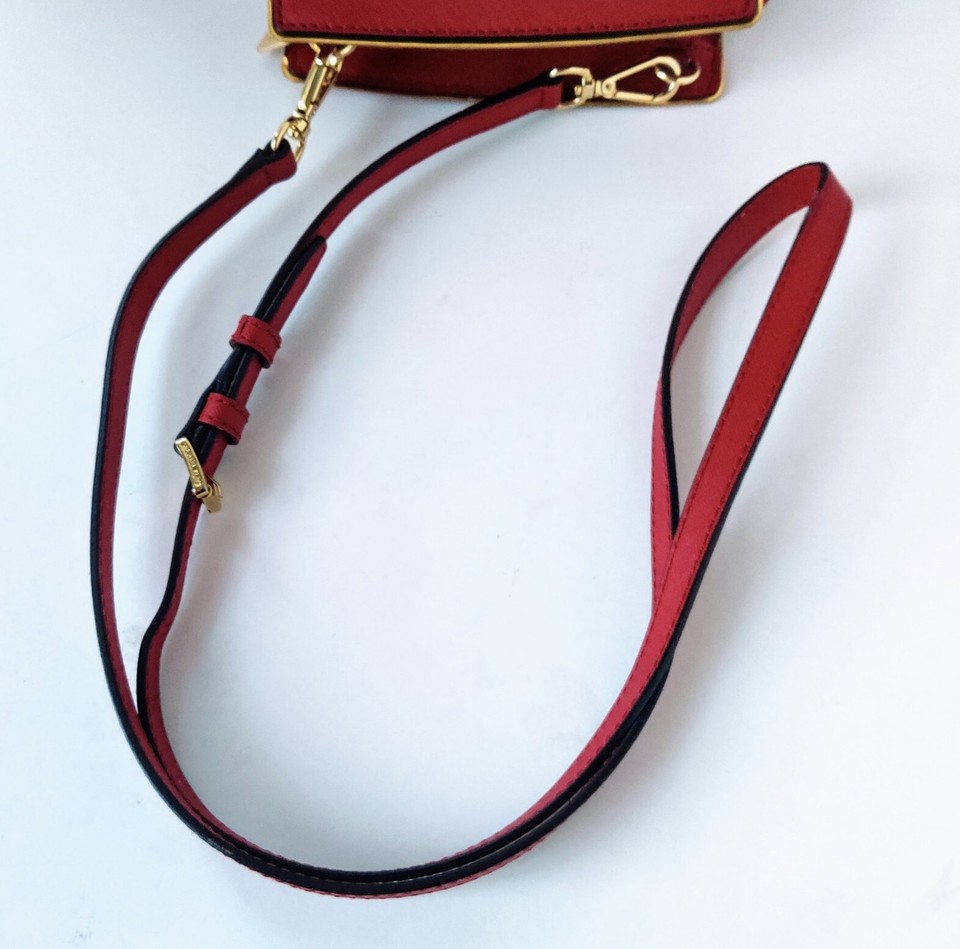 MICHAEL KORS Saffiano Leather Bag Small Women's Red Crossbody Purse eBay