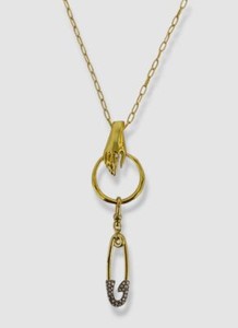 Authentic Alexis Bittar Women's 14k Gold Plated Hand Chain Turquoise & Safety Pin Necklace