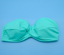 Victorias Secret 34D Blue Bandeau Ruffle Padded Bikini Top Strapless Swimwear VS