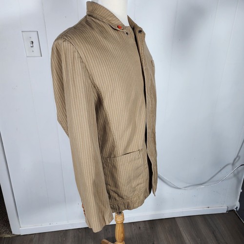 Dkny Mens Sz 42R M Biege Striped 100% Cotton Lt Weight Jacket B39 - Picture 21 of 24