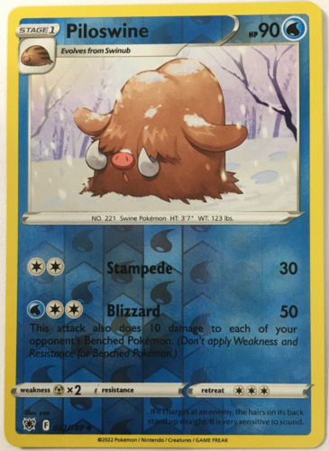 POKEMON PILOSWINE 032/189 ASTRAL RADIANCE UNCOMMON REVERSE HOLO NEAR MINT - Picture 1 of 2