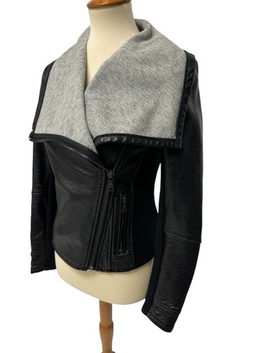 Express women's faux leather assymetrical jacket collared black zip up size XS - Picture 2 of 17