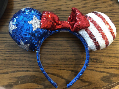 DISNEY MICKEY MOUSE Patriotic Ears Red White Blue | eBay