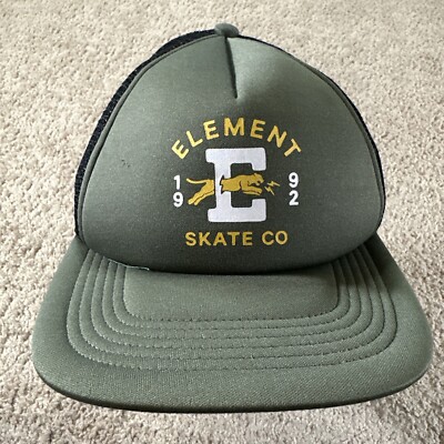 Element Trucker Hat Cap Adult Green Snapback 1992 Skate Co Logo Mesh Back 