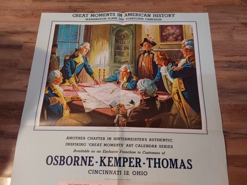 Calendario de pared Osbourne Kemper Thomas 1959 muestra Washington Plans Yorktown - Imagen 3 de 3