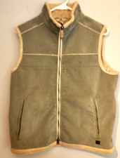 Woolrich Vest Women Large Green Corduroy Fleece Lined Pockets Full Zip Q2